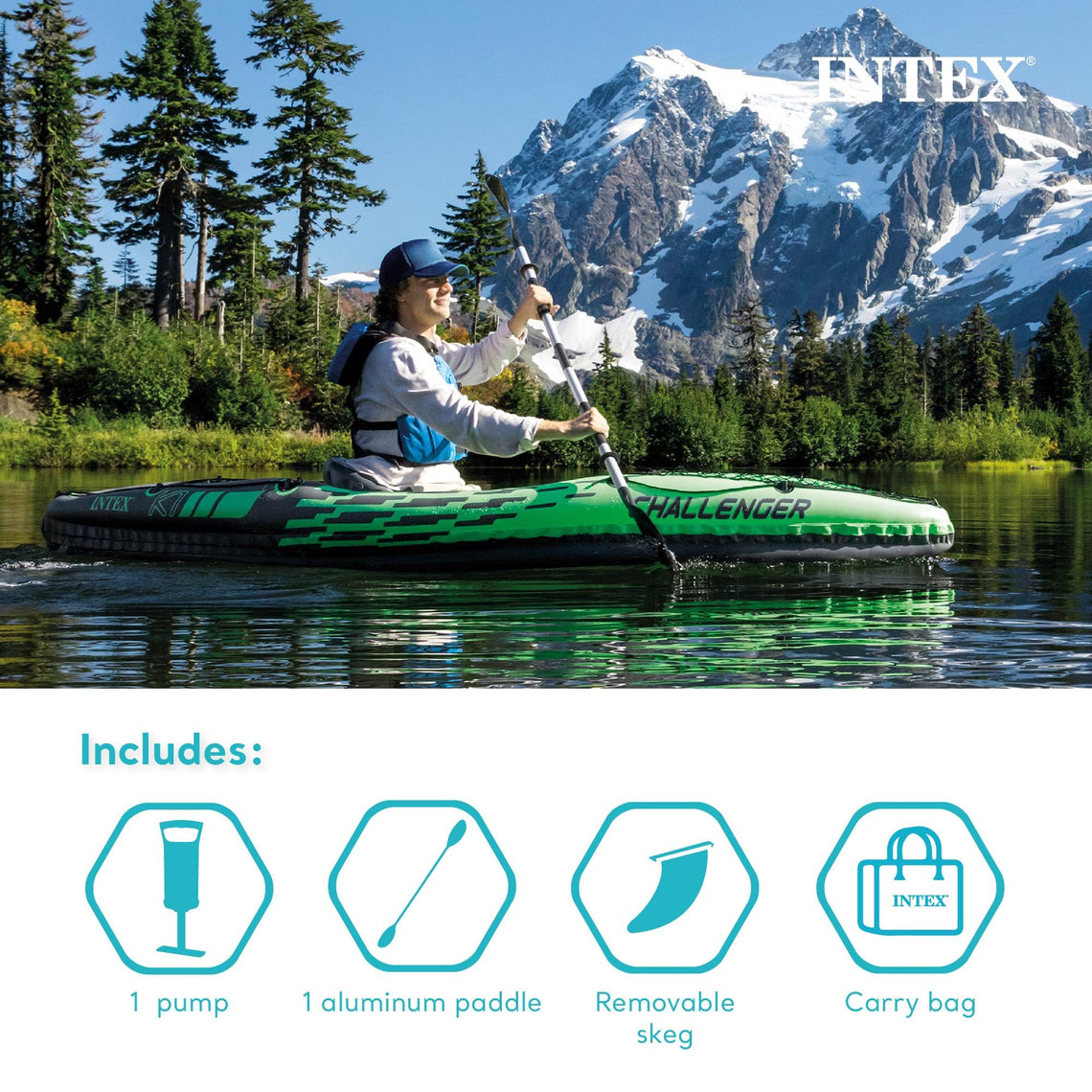 INTEX Challenger Inflatable Kayak Set with Paddle & Pump