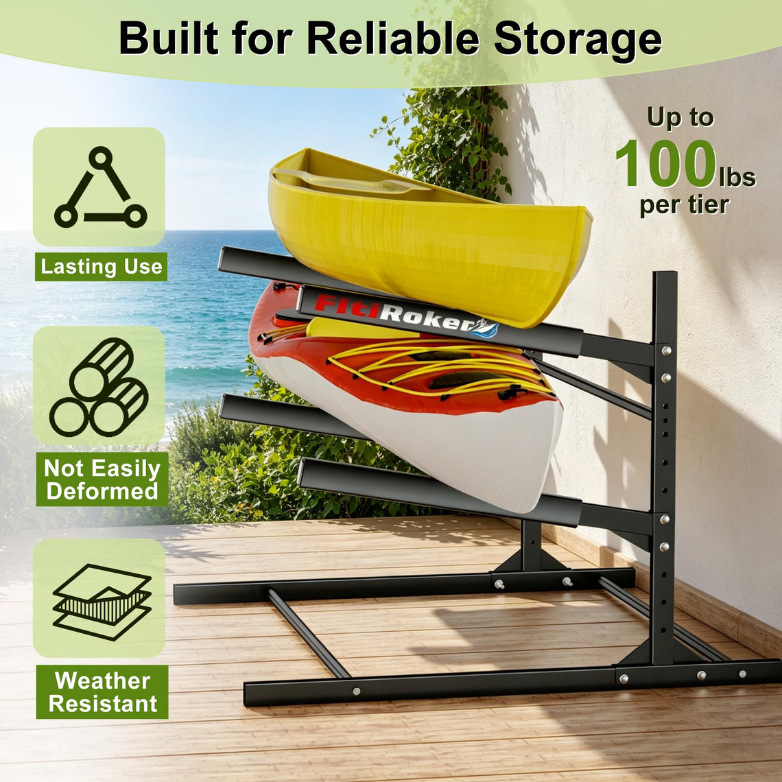 FitiRoker Garage Kayak Storage Rack, 100-LB Per Tier
