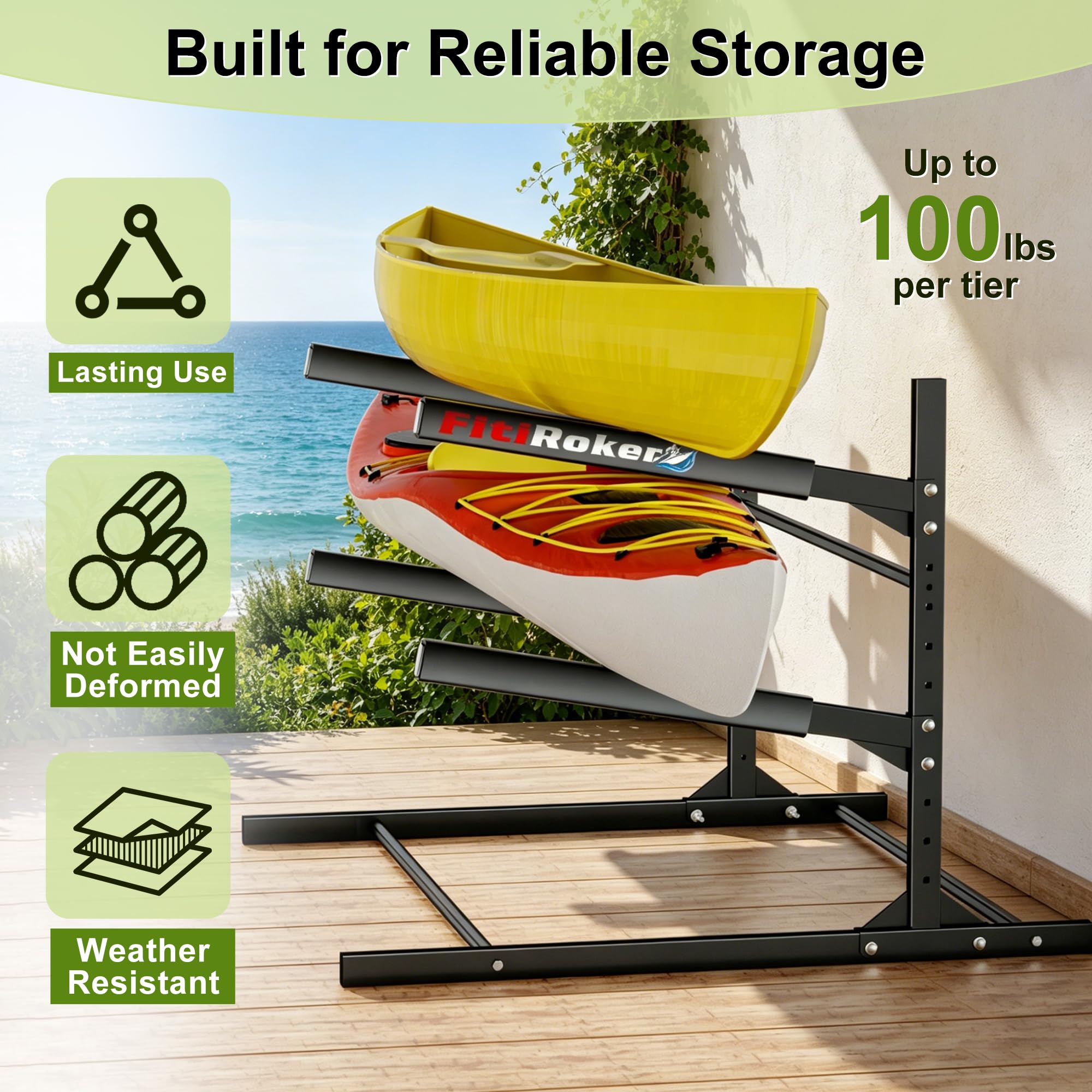 FitiRoker Garage Kayak Storage Rack, 100-LB Per Tier