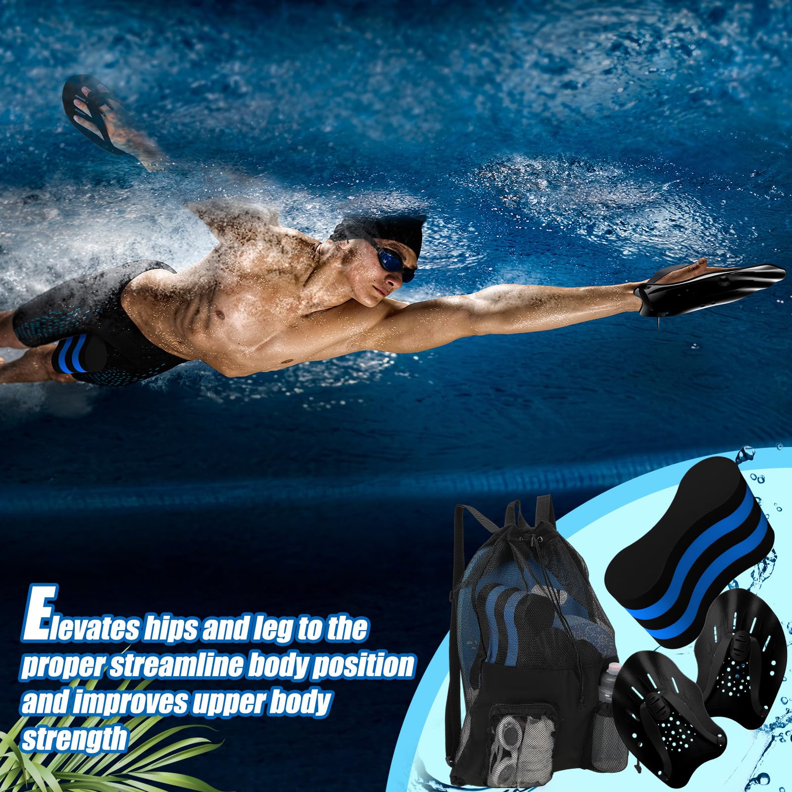 Motionchic 4-Piece Swim Training Set with Pull Buoy