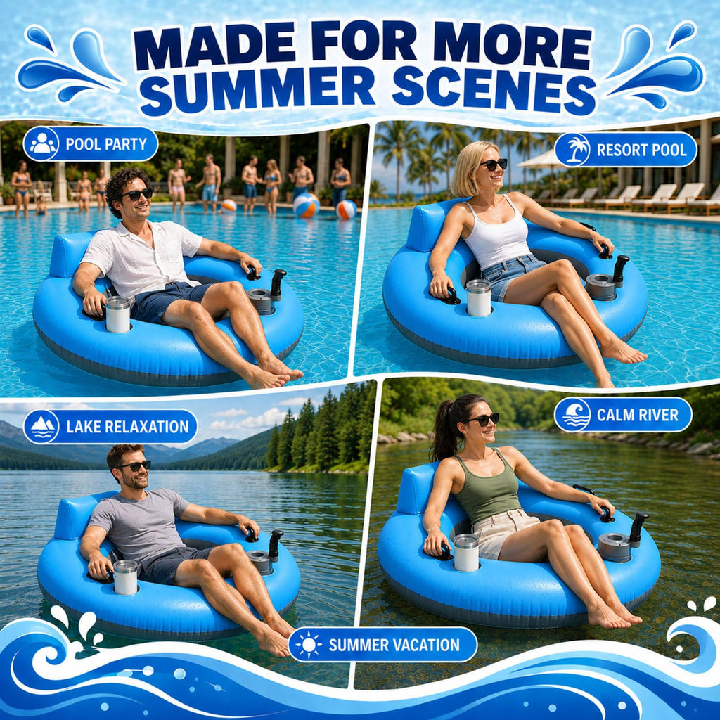 50W Electric Motorized Pool Lounger with Cup Holder