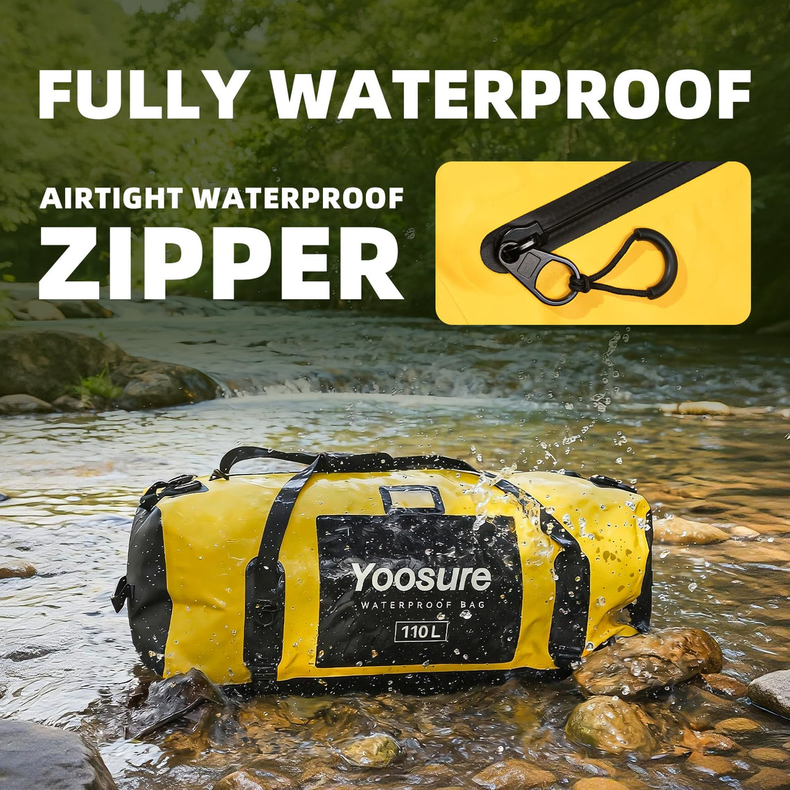YOOSURE 110L Waterproof Marine Duffel Bag with Airtight Zipper