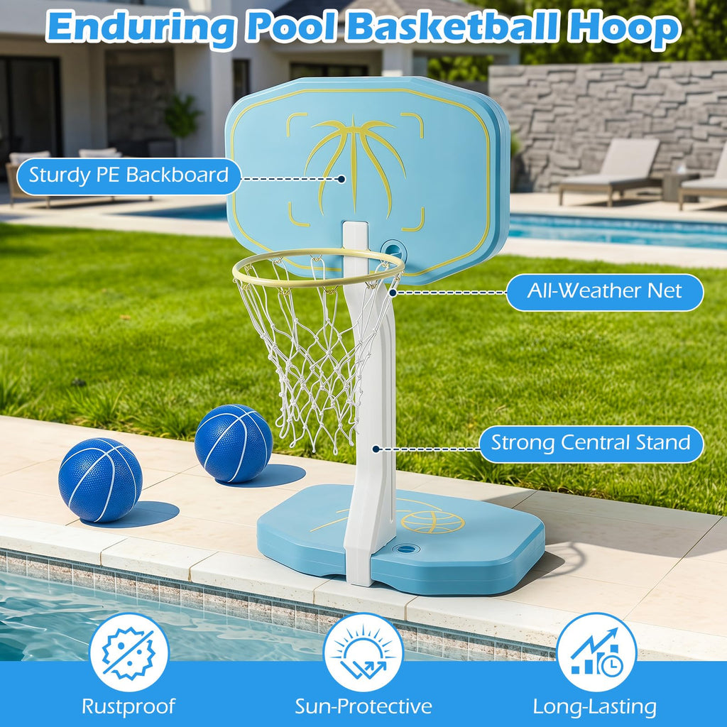 GYMAX 2-in-1 Pool Basketball & Volleyball Game Set