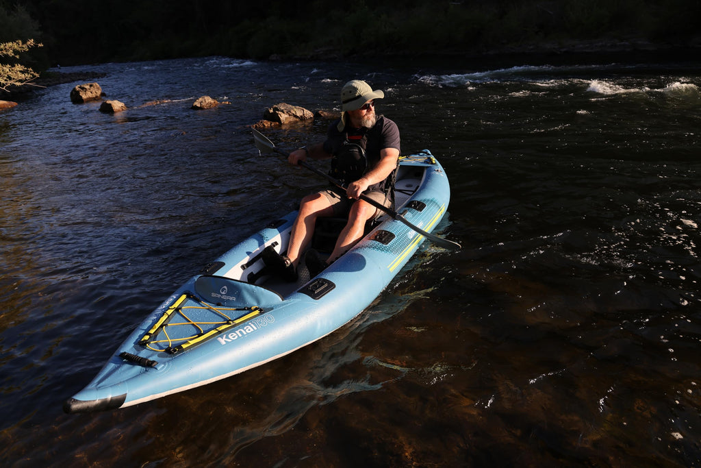Spinera Kenai 130 Inflatable Kayak,1-2 Person 13' Rec & Fishing Kayak, Light, Durable, Stable, Rigid Welded Tubes, Drop Stitch High Pressure Floor, Pro High Back Frame Seats, Adjustable Footrest
