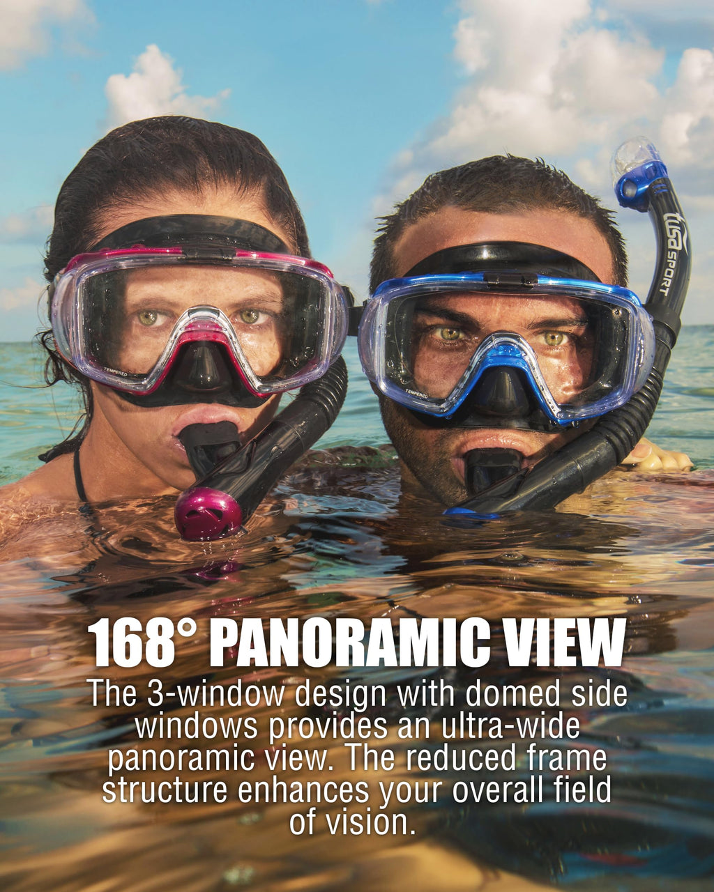TUSA Sport Visio Tri-Ex Mask, Dry Snorkel & Fins Set
