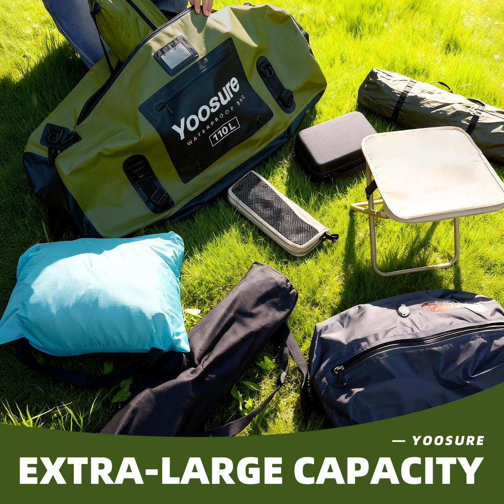 YOOSURE 110L Waterproof Marine Duffel Bag with Airtight Zipper