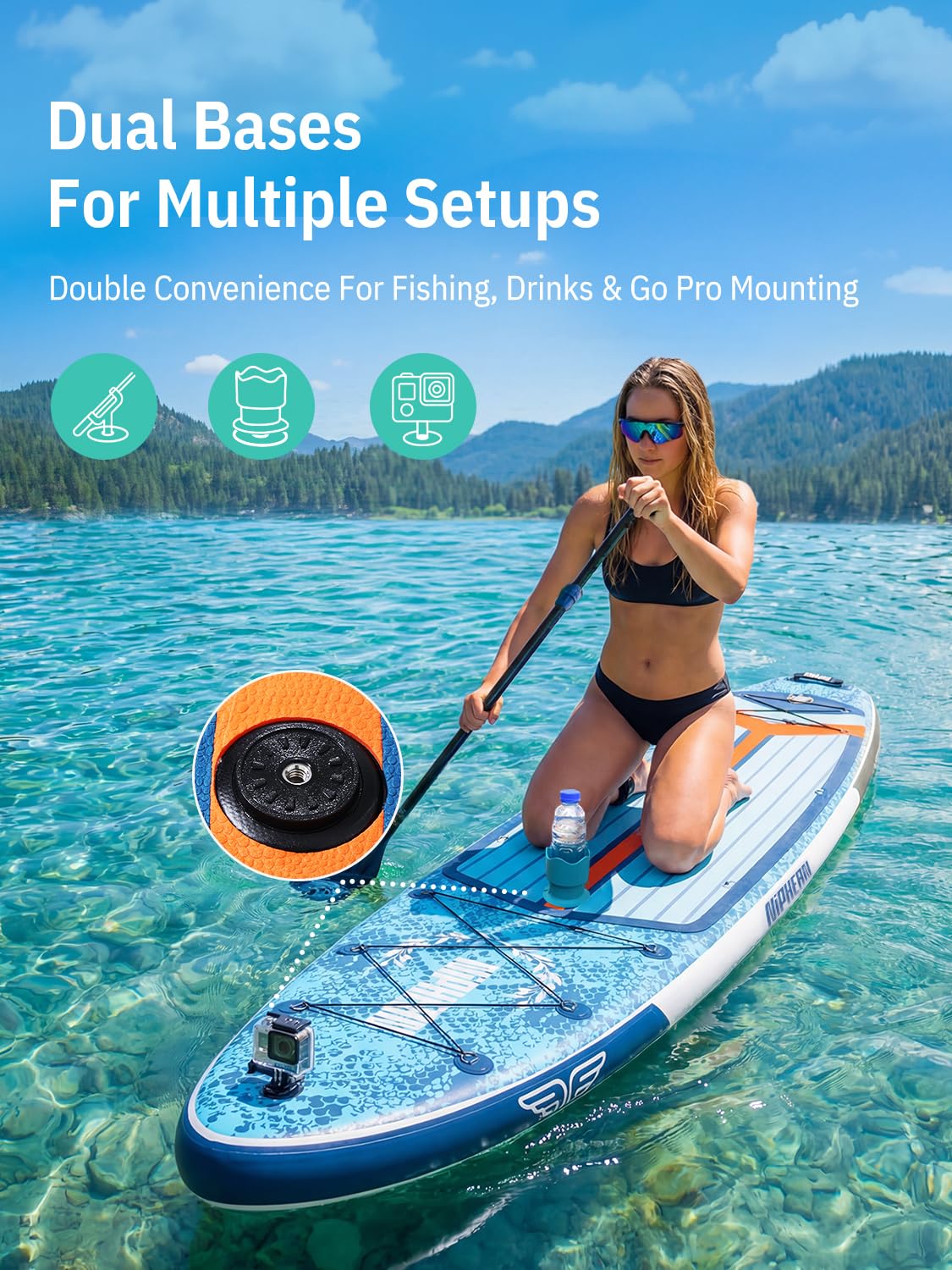 Niphean (Extra Large) Inflatable Paddle Board, SUP for 2+1 People/Family 500lbs Capacity Stand Up Paddle Board with SUP Accessories, StabilTrac Fin Non-Slip Paddleboard for Adults