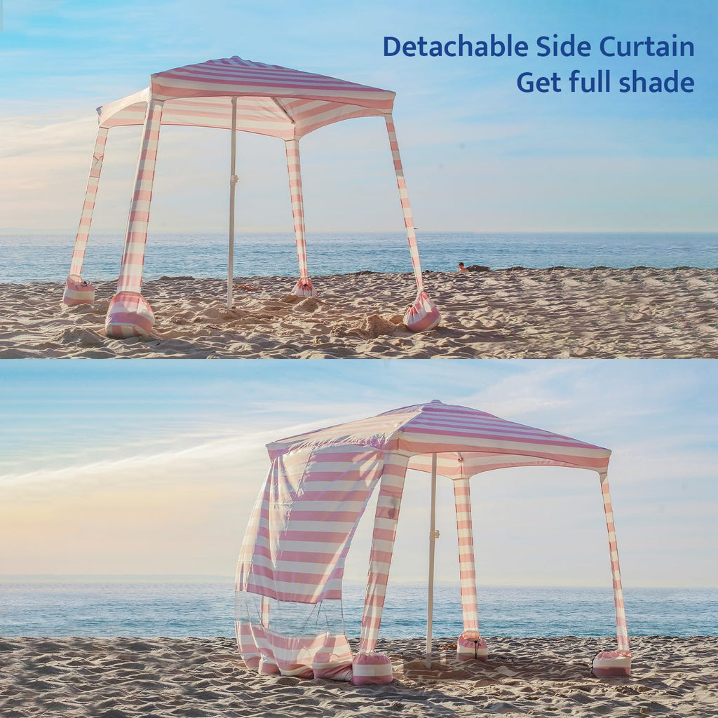 AMMSUN 6.5FT Beach Cabana with Sidewall & Sand Pockets