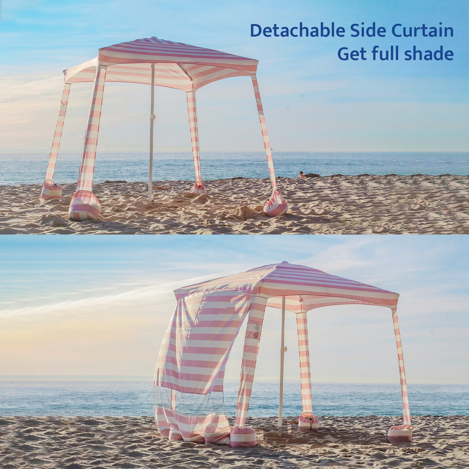 AMMSUN 6.5FT Beach Cabana with Sidewall & Sand Pockets