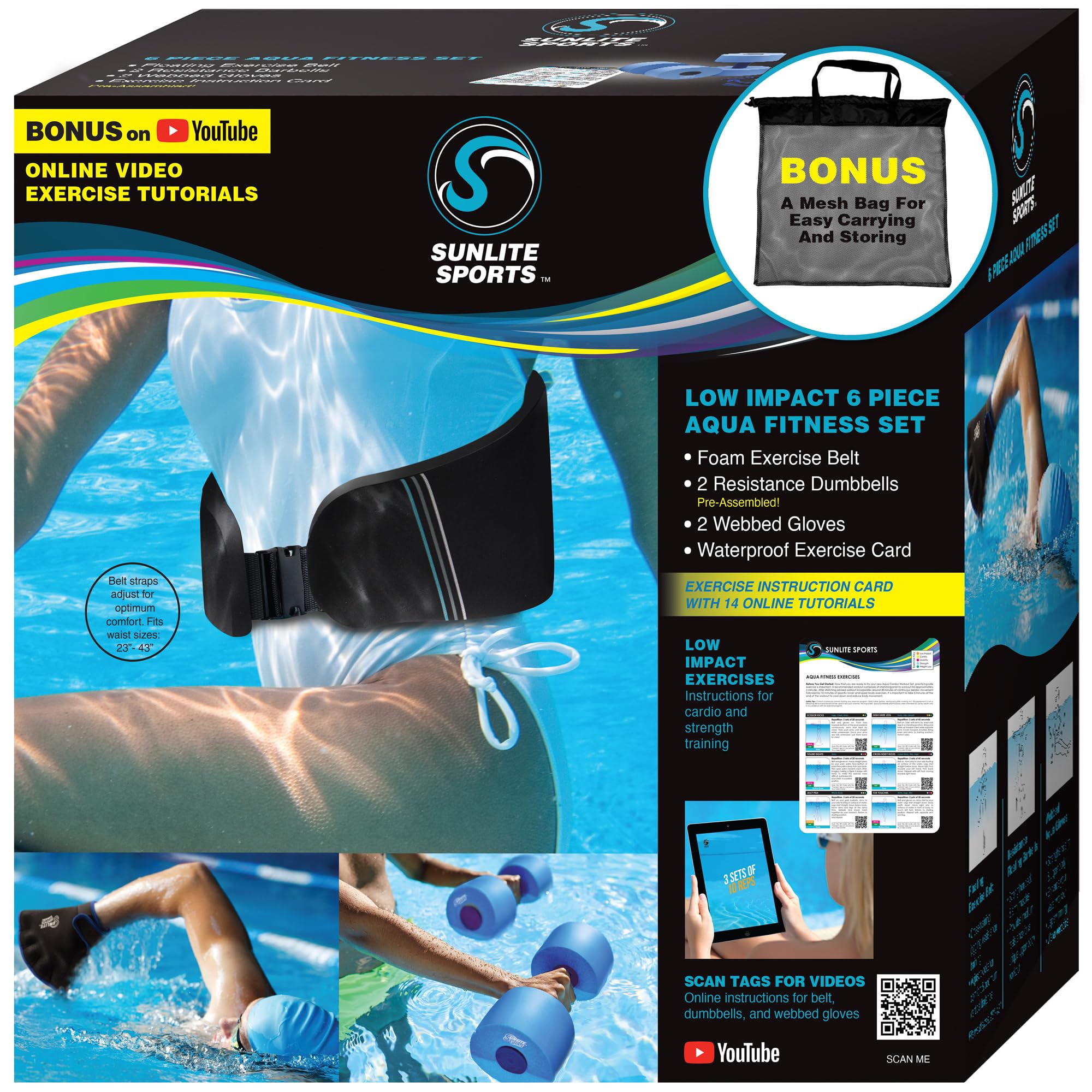 Sunlite Sports Water Workout Set with Weights & Swim Belt