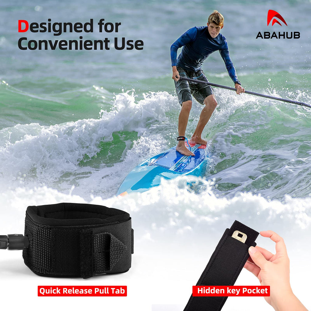 Abahub 10FT Coiled SUP Leash with 5/7MM Leg Strap