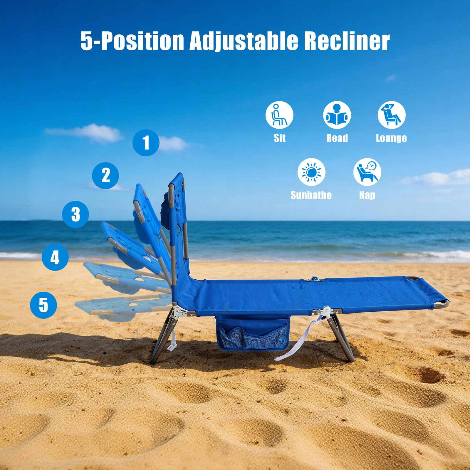 SUNNYFEEL Adjustable Tanning Chair for Beach & Pool