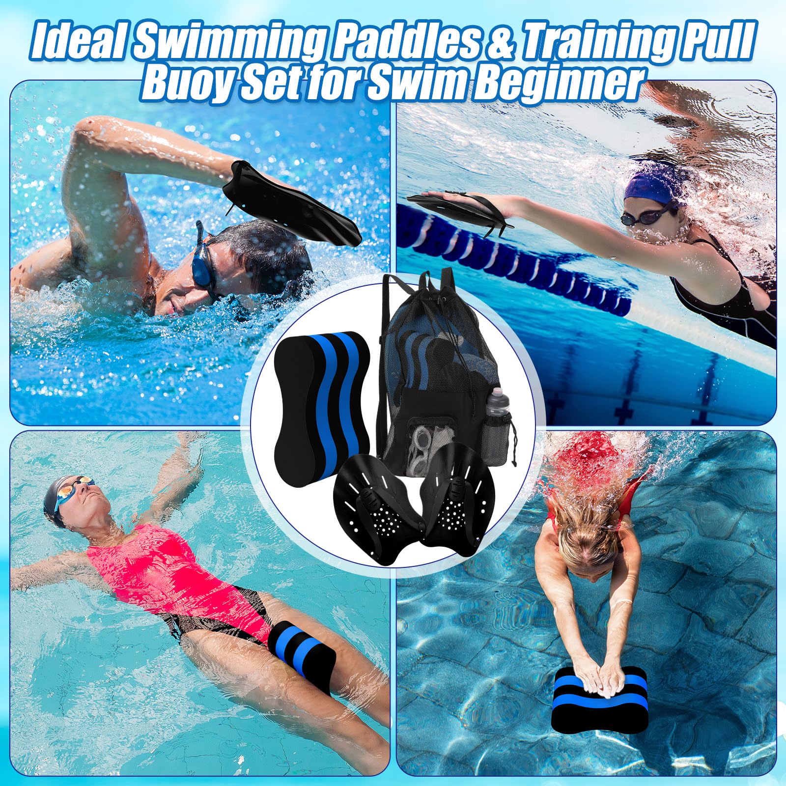 Motionchic 4-Piece Swim Training Set with Pull Buoy