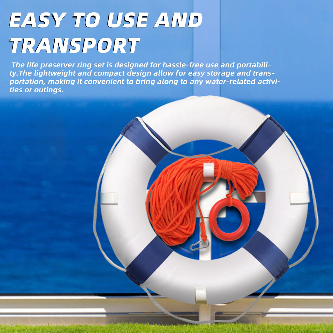 Calvana 20-Inch Foam Life Ring with 98FT Rescue Rope