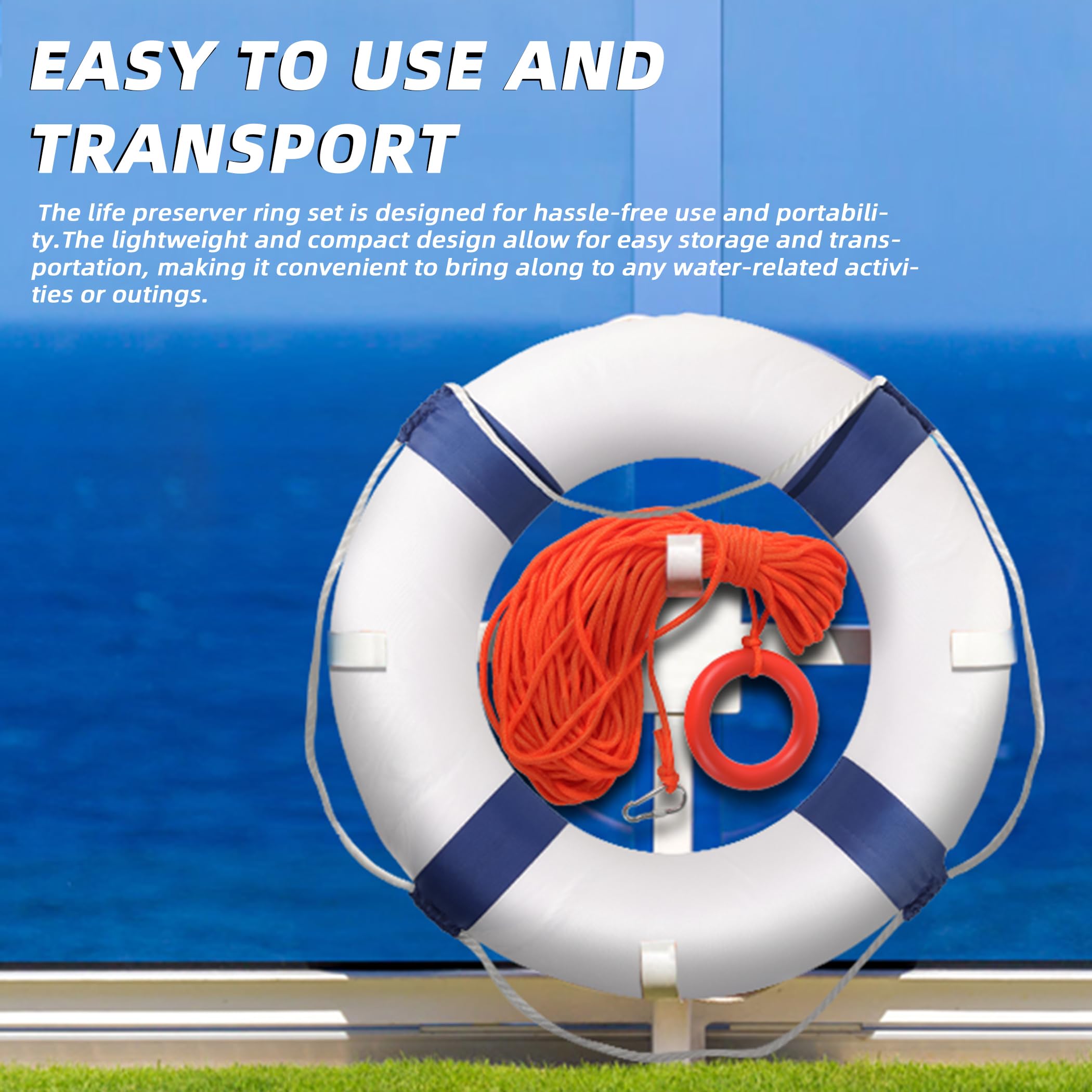 Calvana 20-Inch Foam Life Ring with 98FT Rescue Rope