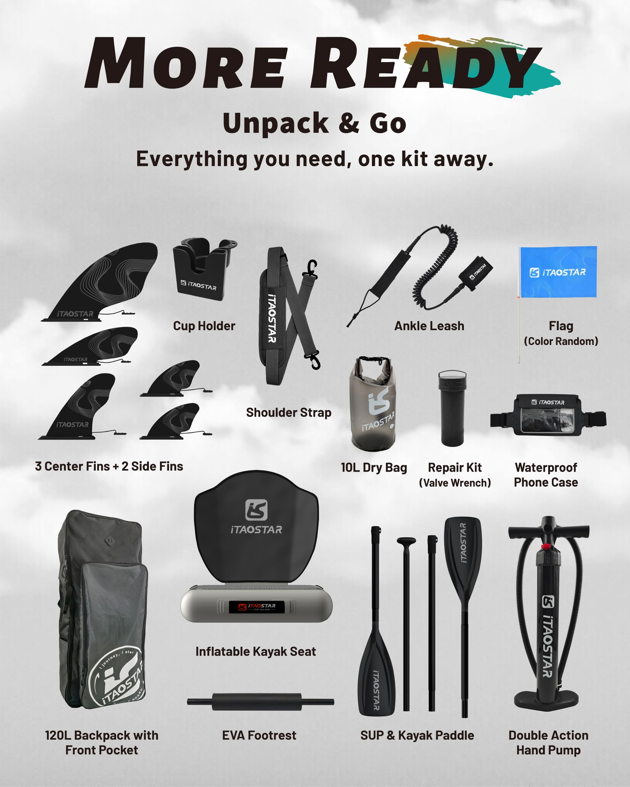 iTAOSTAR Novelty 11'6" x 35" Inflatable Stand Up Paddle Board with Seat- Stable SUP Board for Adults - Portable Paddleboard for Yoga, Surfing, Fishing - Includes Full Accessories Kit