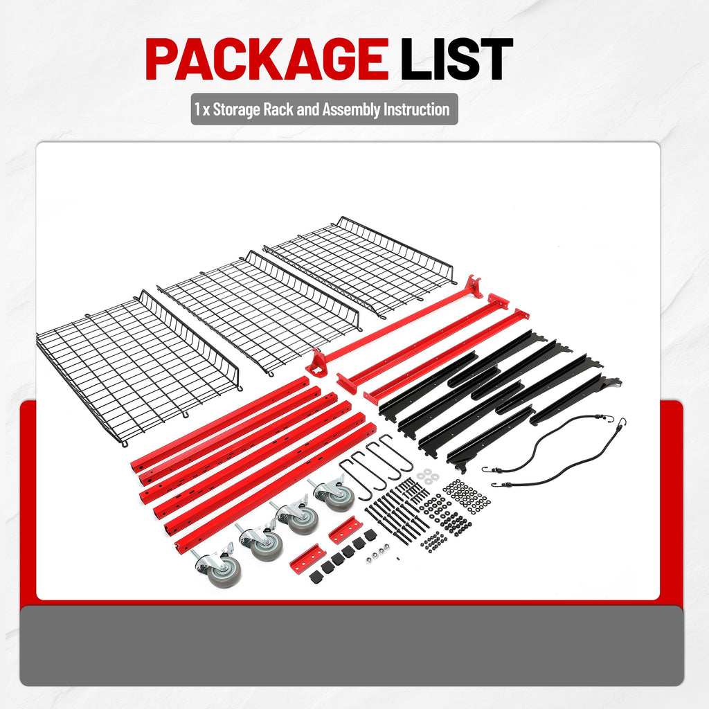 ALMULOO 3-Shelf Auto Body Parts Storage Rack Cart