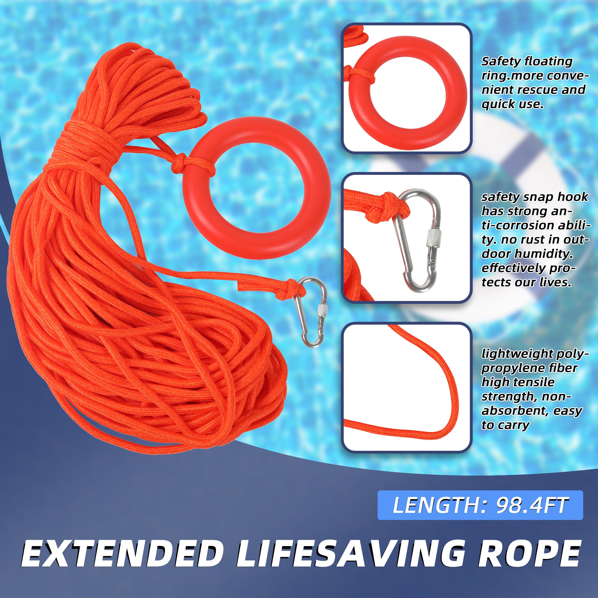 Calvana 20-Inch Foam Life Ring with 98FT Rescue Rope