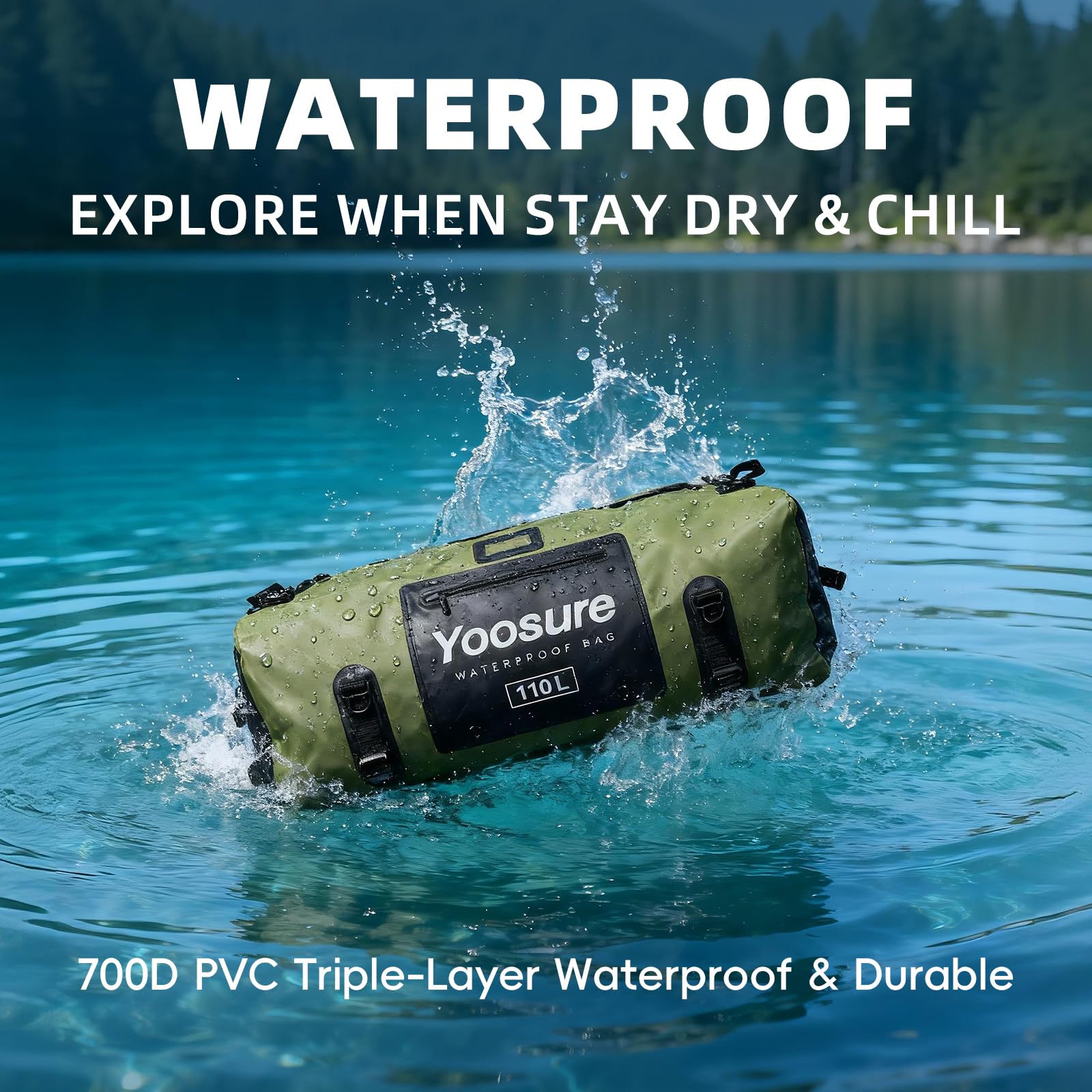 YOOSURE 110L Waterproof Marine Duffel Bag with Airtight Zipper