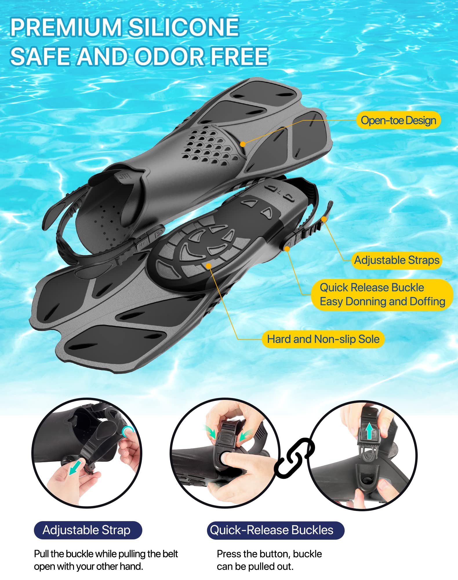 Ubekezele 4-in-1 Adult Snorkel Set with Mask & Fins