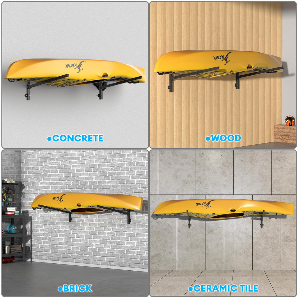 YAJONUE Heavy-Duty Adjustable Wall-Mount Kayak Rack