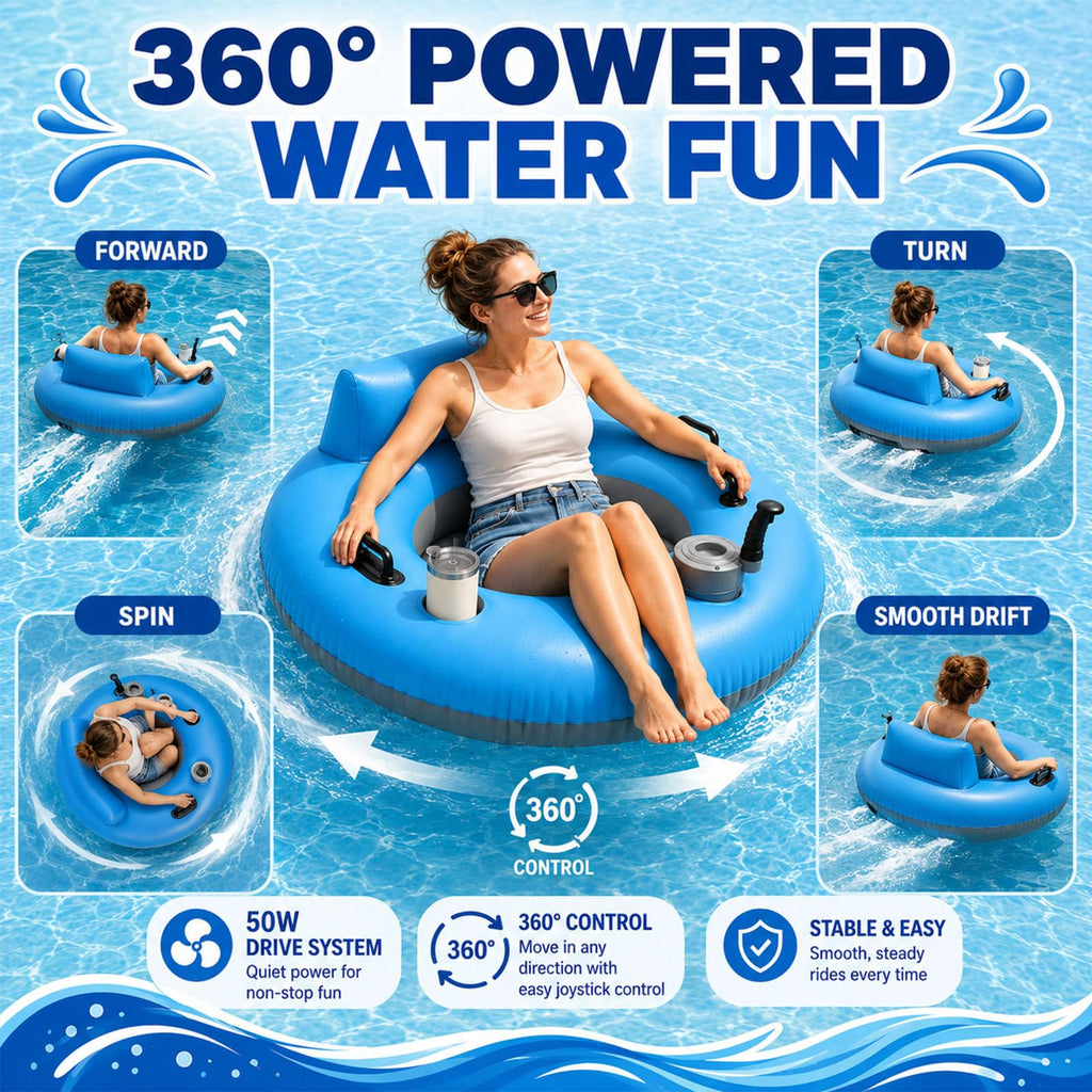 50W Electric Motorized Pool Lounger with Cup Holder