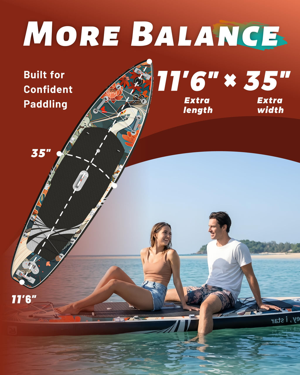 iTAOSTAR Novelty 11'6" x 35" Inflatable Stand Up Paddle Board with Seat- Stable SUP Board for Adults - Portable Paddleboard for Yoga, Surfing, Fishing - Includes Full Accessories Kit