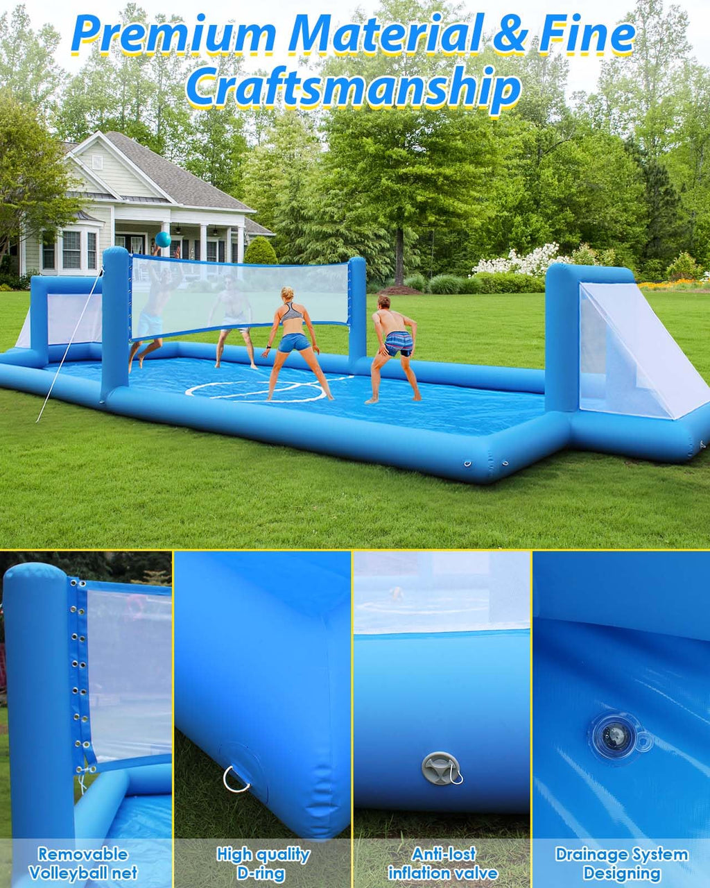 LVAOSTT 2-in-1 Inflatable Volleyball & Soccer Court