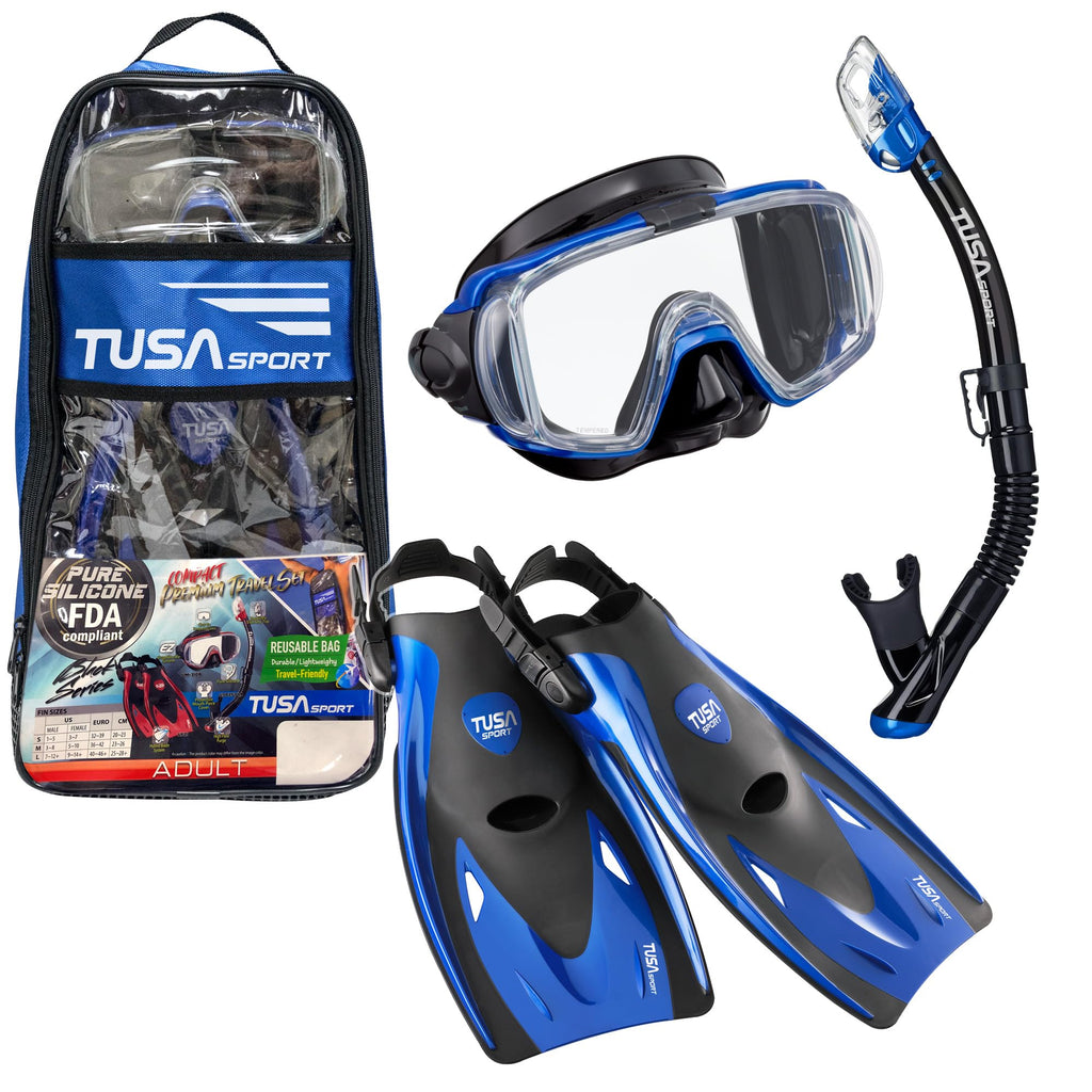 TUSA Sport Visio Tri-Ex Mask, Dry Snorkel & Fins Set