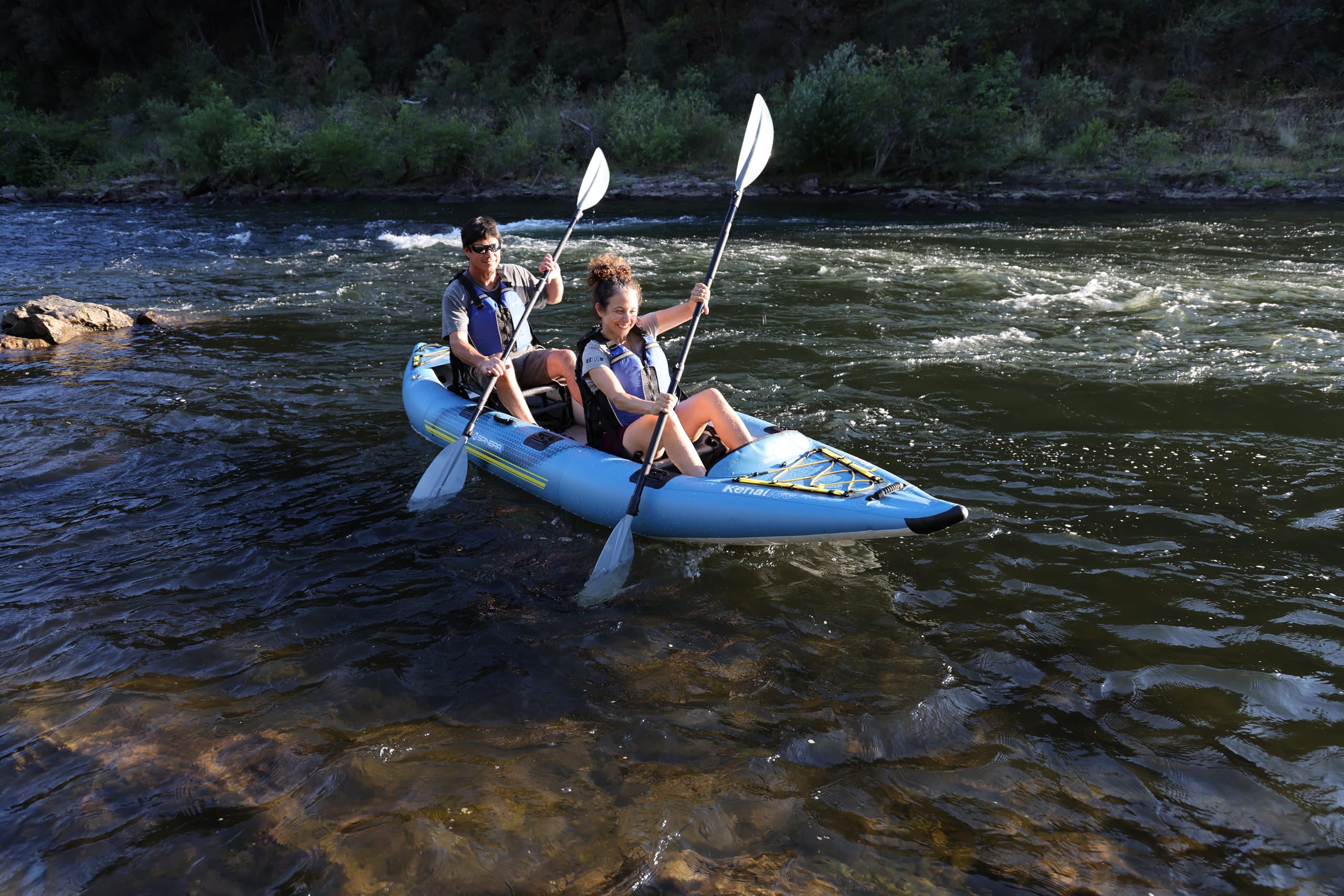 Spinera Kenai 130 Inflatable Kayak,1-2 Person 13' Rec & Fishing Kayak, Light, Durable, Stable, Rigid Welded Tubes, Drop Stitch High Pressure Floor, Pro High Back Frame Seats, Adjustable Footrest