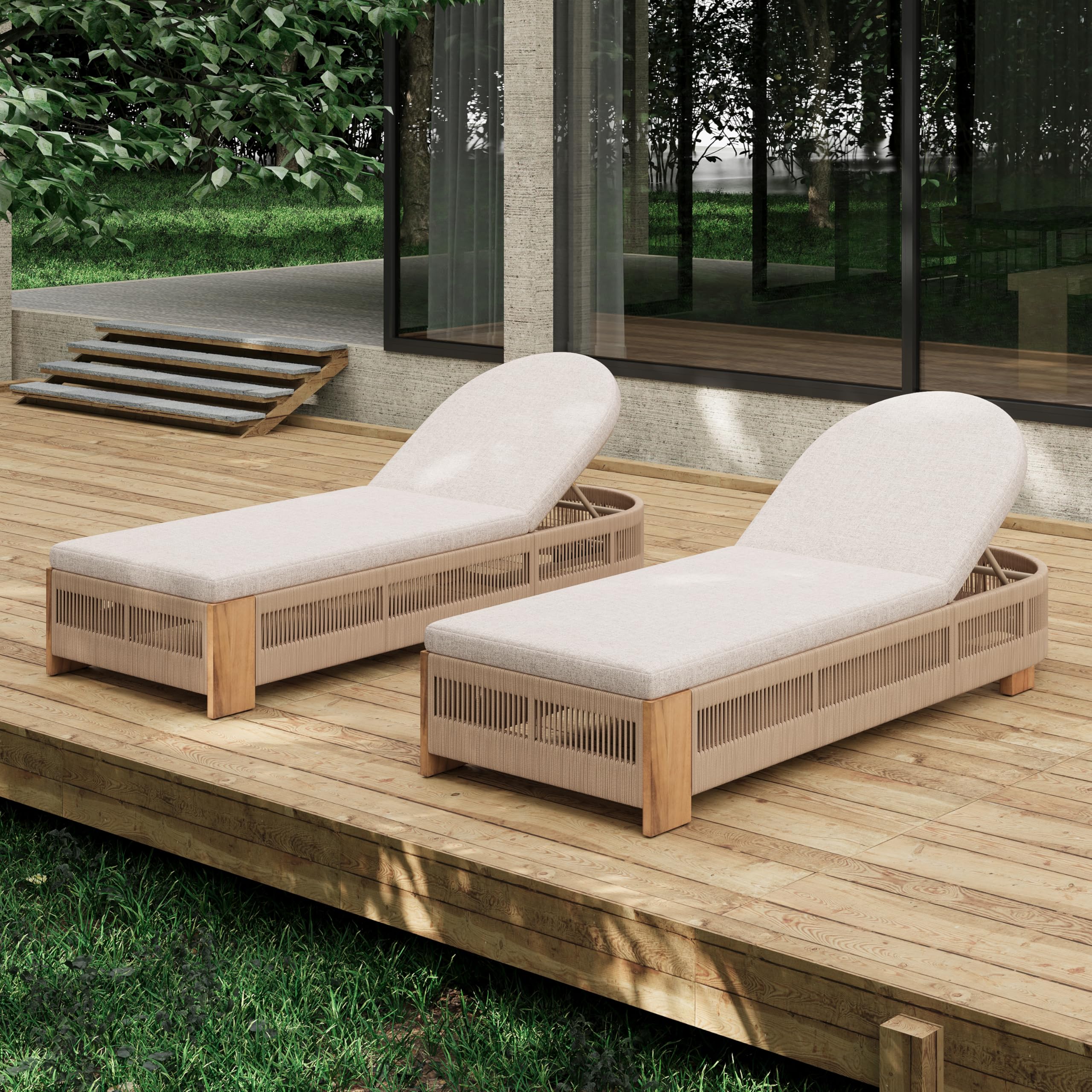 Merax Barva Acacia Wood Patio Club Chairs, 2-Piece Set